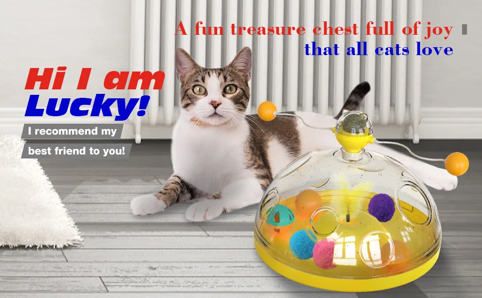 AOCCIT Cat Toys Interactive Kitten Toy for Indoor Cats Teaser Supplies Birthday Gift B Cat Treasure Chest B - product information 1