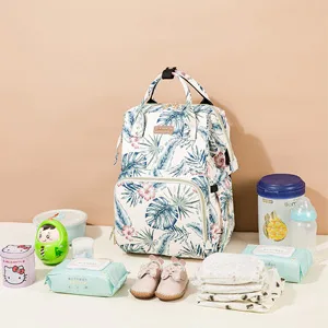 Diaper Bag Backpack , Multifunction Organizer Large Travel Baby Nappy Bag with USB Port Stroller Straps for Mom Dad Beige - Backpack