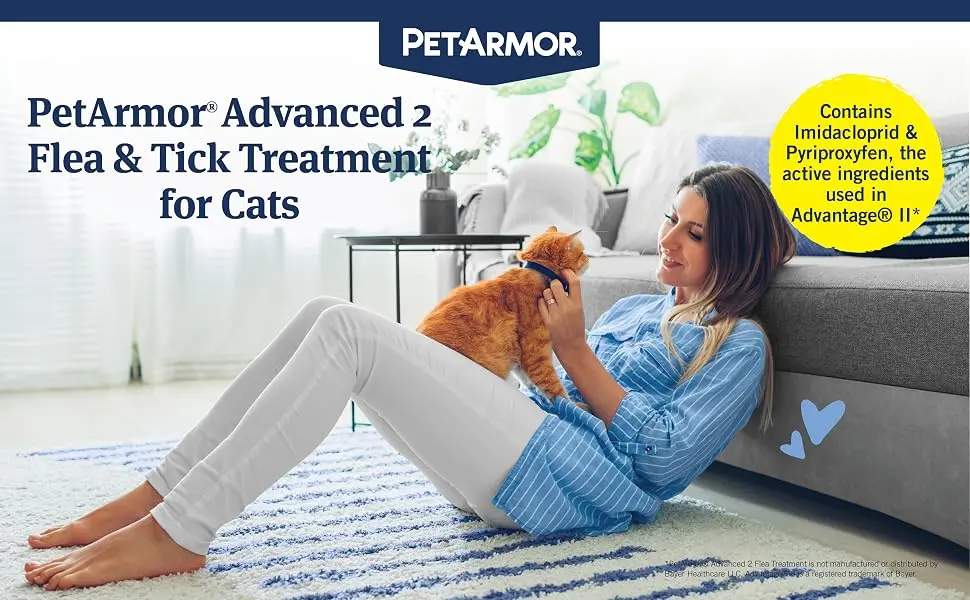 PetArmor Advanced 2 Flea Prevention for Small Cats, 6 Month Supply - PetArmor Advanced Flea and Tick Treatment For Cats