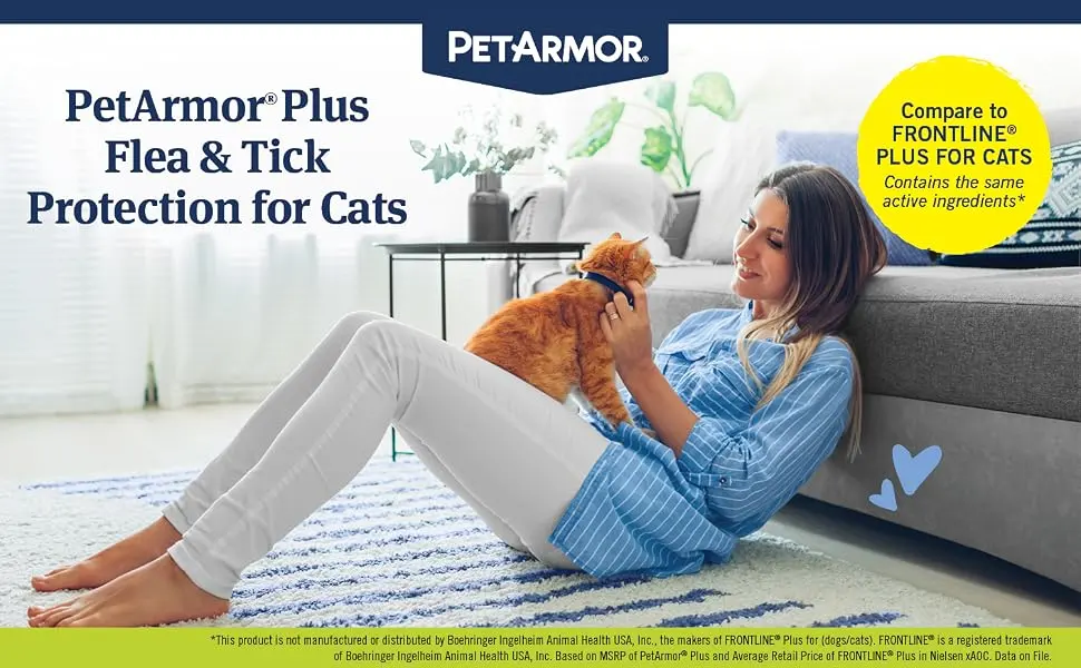 PetArmor Plus Flea & Tick Prevention, Fast Acting & Long Lasting, Cats Over 1.5 lbs 6 Count - PetArmor Plus for cats