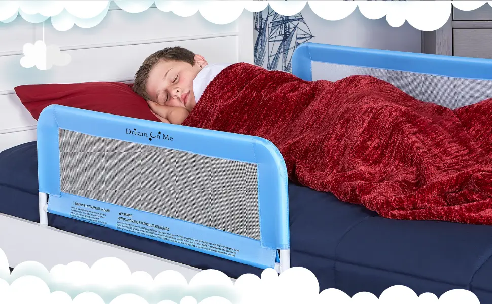 Dream On Me Lightweight Mesh Security Adjustable Bed Rail Double Pack With Breathable Mesh Fabric In White - bed rail, bed rail for toddlers, safety rail, toddler bed rail, bed rail guard