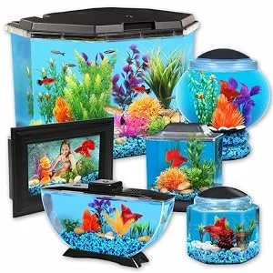 Koller Products 2-Gallon Hex Fish Bowl - Impact Resistant Plastic - aquariums