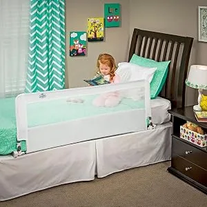 Regalo Hideaway 54-Inch Extra Long Bed Rail Guard, with Reinforced Anchor Safety System 54 Inch White - extra long bed rails