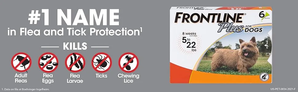 FRONTLINE Plus Flea and Tick Treatment for Dogs (Small Dog, 5-22 Pounds) 3 Count - Frontline Plus Flea and Tick Features and Benefits