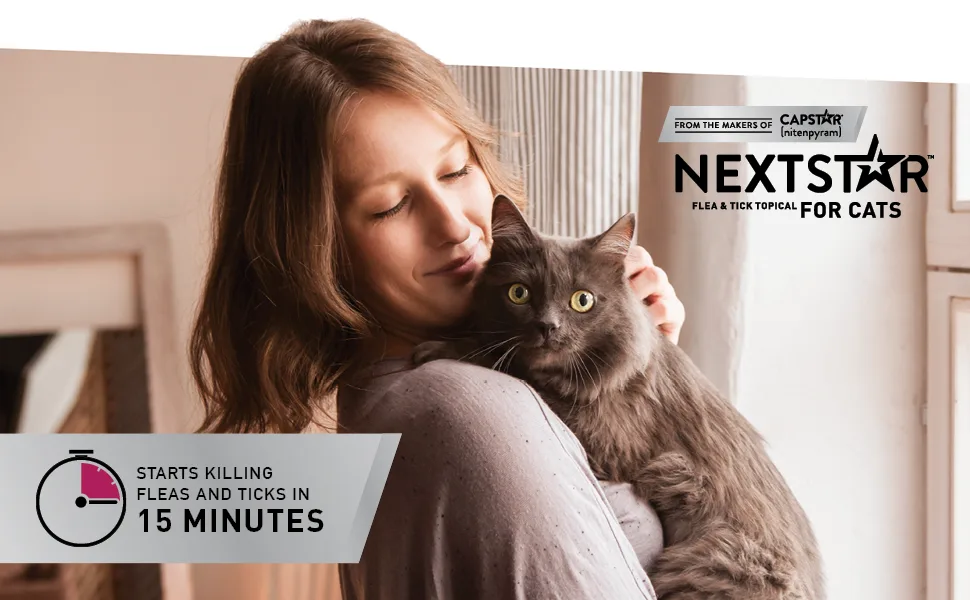 NEXTSTAR Topical Flea & Tick Treatment & Prevention for Cats over 3.5 lbs, Fast Acting, 3-Month Supply - Starts fleas in 15 minutes