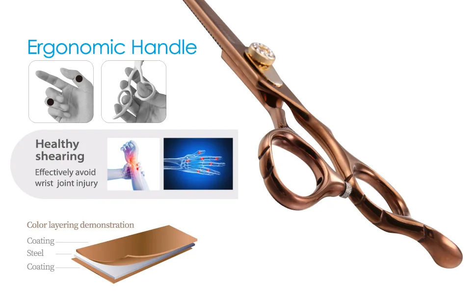 FOGOSP Thinning Shears for Dogs Grooming 7'' Professional Double Sided Dog Thinning Scissors 48 Teeth Blender Shears 25% Thinning Rate Japan 440C(Bronze) - dog grooming thinning shears
