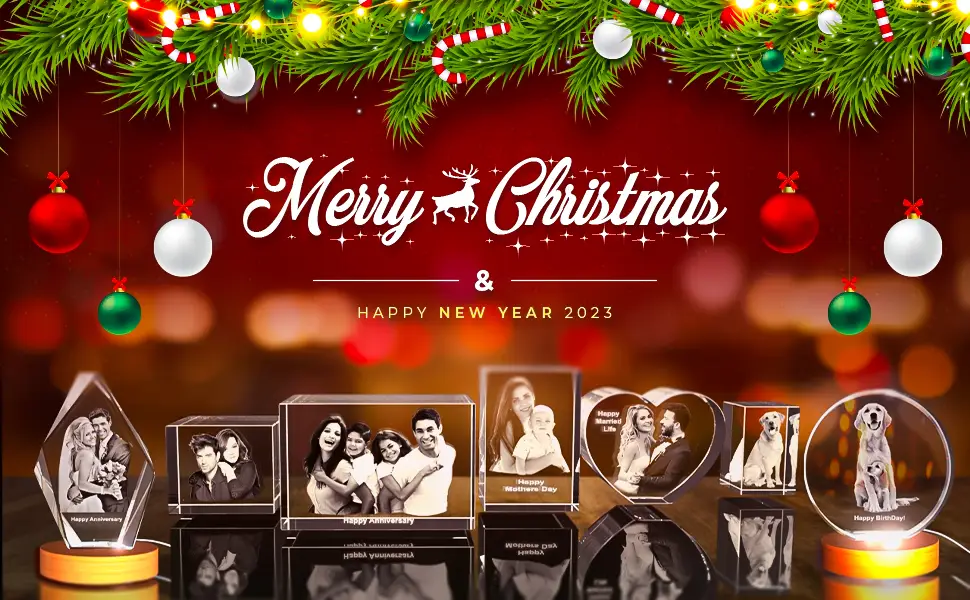 Personalized Photo Gift | 3D Engraved Crystal Keepsake | Gift | Dcor | Collectible| Souvenir | Dogs Or Cats Personalized Photo Frame small rectangle - Christmas