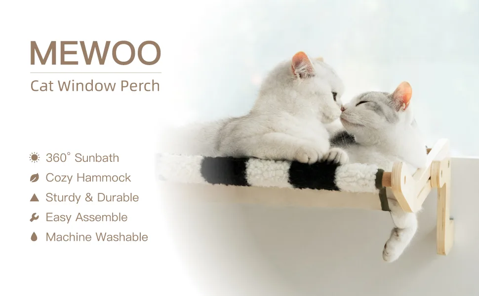 Cat Window Perch for Indoor Cats Sturdy Plush Cat Hammock Window Seat Bed Shelves No Drilling No Suction Cup, Saving Space Durable Steady Cat Shelf Chessboard - cat_window_perch_cat_hammock_01
