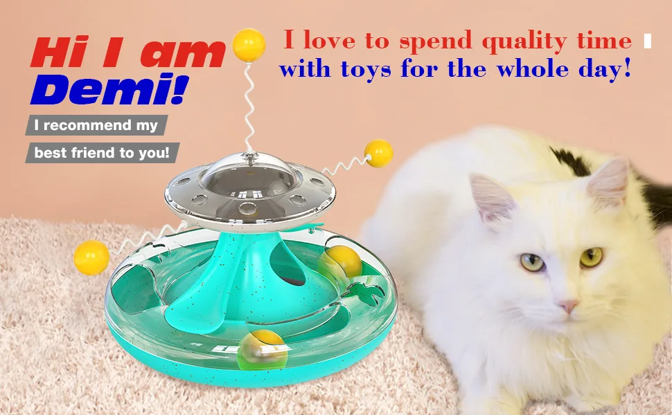Chew it Cat Toys Interactive Kitten Toy for Indoor Cats Teaser Supplies Birthday Gift A Tracks Toy/Turquoise - product information 1