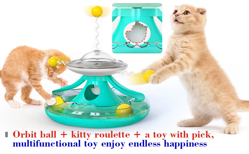 Chew it Cat Toys Interactive Kitten Toy for Indoor Cats Teaser Supplies Birthday Gift A Tracks Toy/Turquoise - product information 2
