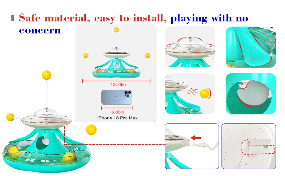 Chew it Cat Toys Interactive Kitten Toy for Indoor Cats Teaser Supplies Birthday Gift A Tracks Toy/Turquoise - product information 4