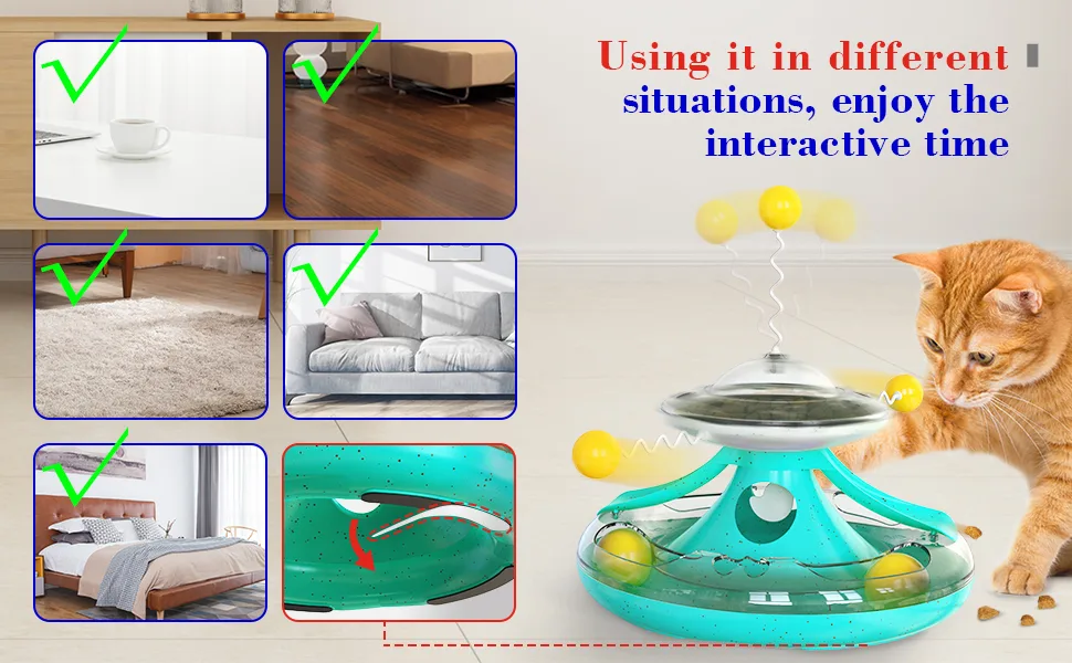 Chew it Cat Toys Interactive Kitten Toy for Indoor Cats Teaser Supplies Birthday Gift A Tracks Toy/Turquoise - product information 5
