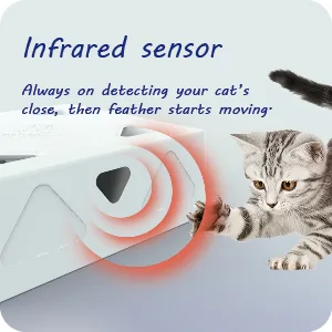 Migipaws Cat Toys, Interactive Automatic 7 Holes Mice Whack-A-Mole, Ultra Fun Smart Teaser Toy for Indoor Cats, USB Rechargeable, 4 Pieces Feather Refills - Infrared sensor detect cats closing, toys automatic interact with cats