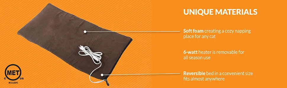 K&H Pet Products Heated Thermo-Kitty Mat Reversible Cat Bed Mocha/Tan - unspecified