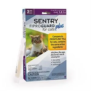 SENTRY Fiproguard Plus Flea and Tick Topical for Cats, 1.5 lbs and Over, 6 Month Supply - product information 3