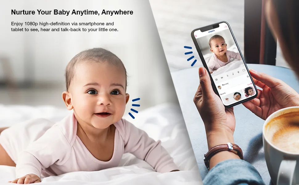 VTech RM9751 Yellow Daisy Smart Wi-Fi Baby Camera, iOS & Android Enabled, 1080p Full HD, Privacy Mode Cover, Night Light, Soothing Sounds & Lullabies, Two-way Intercom,Temperature Sensor, Night Vision - RM9751 - 2