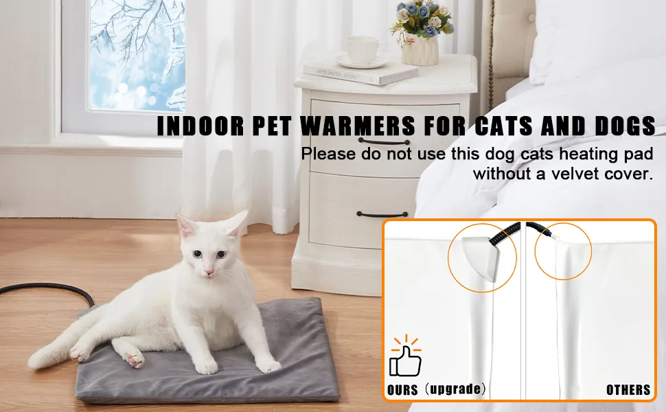 Pet Heating Pad, Upgraded Temperature(86-146) Adjustable Cat Heating Pad with Timer(4/8/12/24/48H), Waterproof Heated Cat Bed with Chew Resistant Cord, Auto Power Off Medium (18"X 18") Grey - product information 11