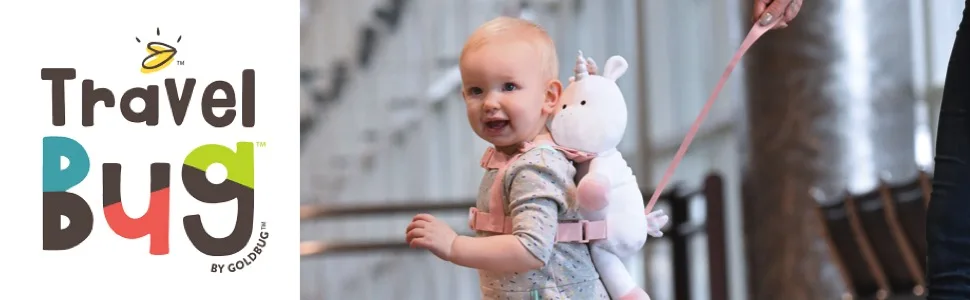 Travel Bug Toddler Character 2-in-1 Safety Harness (Unicorn - White/Pink/Rainbow) - Travel bug safety harness cute plush leash toddler child kid baby