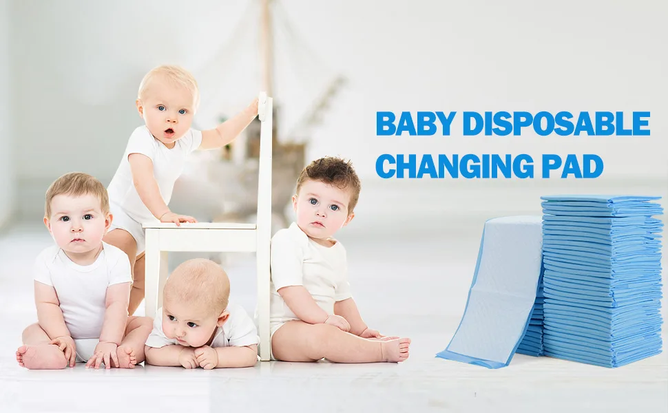 Rocinha 100 Pack Disposable Changing Pads Baby Disposable Underpads Waterproof Diaper Changing Pad Breathable Underpads Bed Table Protector Mat, 17 Inches x 13 Inches - BABY DISPOSABLE CHANGEING PAD