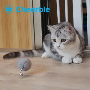 Cheerble Smart Interactive Cat Toy, Automatic Moving Bouncing Rolling Ball for Indoor Cat Kitten, Self Rotating Ball with Lights and Bell 1 Red - cat ball