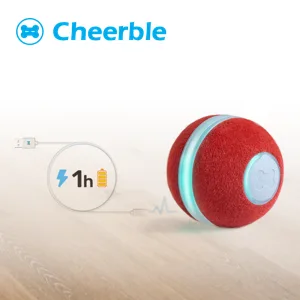 Cheerble Smart Interactive Cat Toy, Automatic Moving Bouncing Rolling Ball for Indoor Cat Kitten, Self Rotating Ball with Lights and Bell 1 Red - cat ball toy