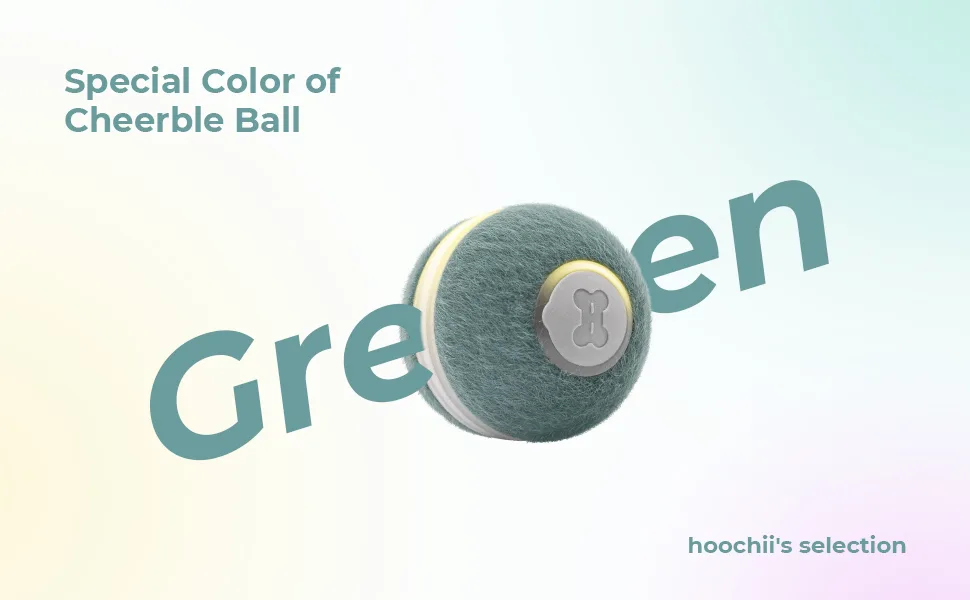3 Interactive Modes Cheerble Smart Interactive Cat Toy, Automatic Moving Bouncing Rolling Ball for Indoor Cat Kitten Birthday Gift, Self Rotating Ball with Lights and Bell, USB Rechargeable Green - Cheerble ball