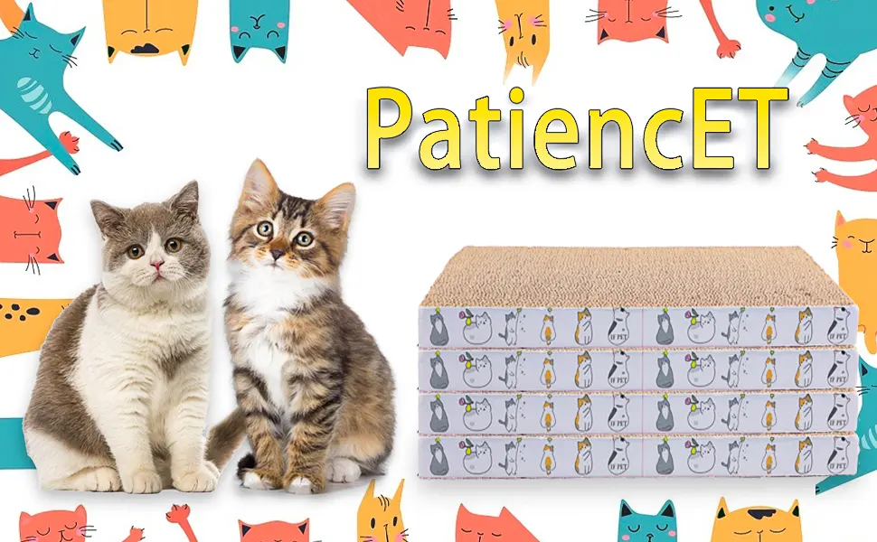 PatiencET Cat Scratcher Cat Scratch Pad Reversible Scratcher Scratching Texture Design Durable Scraper 4pack - PatiencET