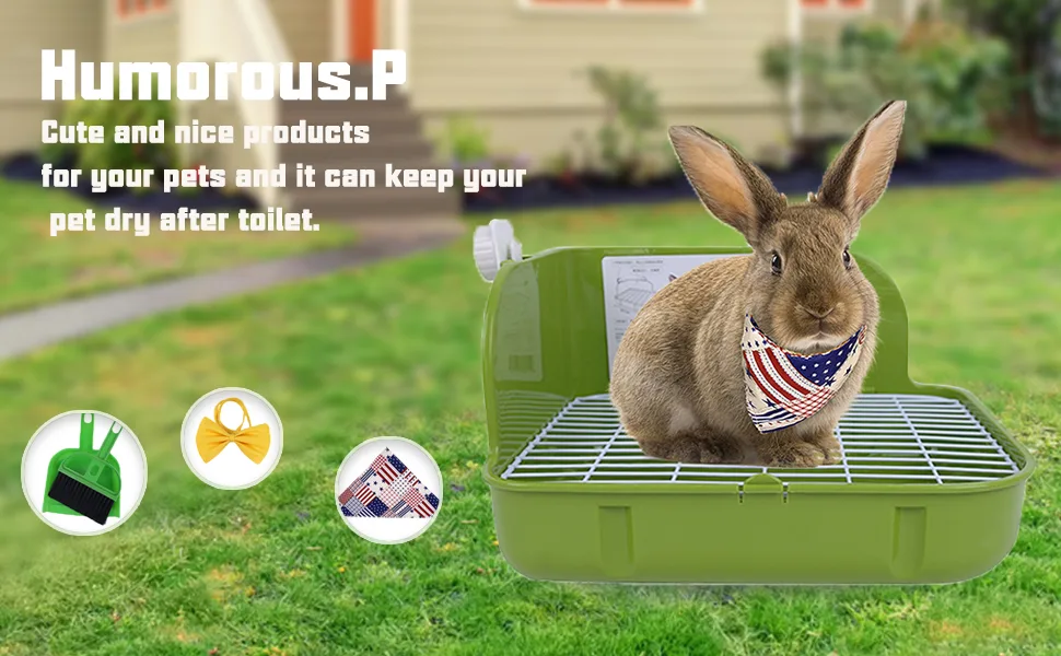 Humorous.P Rabbit Litter Box - Pet Corner Litter Box Cage Potty Trainer Rectangular Plastic Material Green - product information 3
