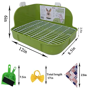 Humorous.P Rabbit Litter Box - Pet Corner Litter Box Cage Potty Trainer Rectangular Plastic Material Green - product information 6