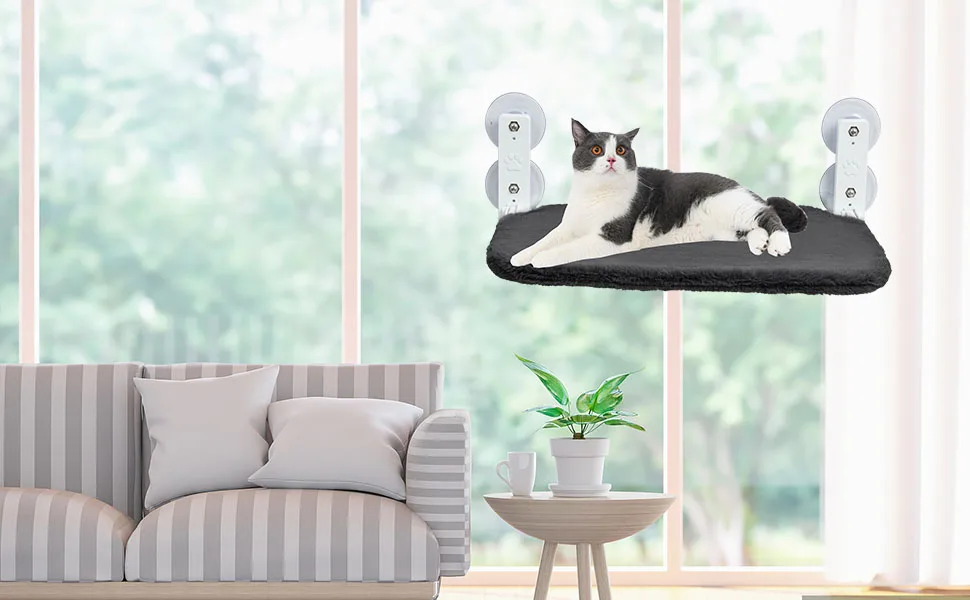 Cat Window Perche for Indoor Cats, Cat Hammock for Window with 4 Sturdy Suction Cups Foldable Cat Bed and Two Replaceable Covers, Which Can Bear 40 Pounds - product information 6