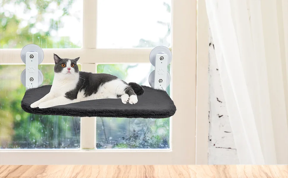 Cat Window Perche for Indoor Cats, Cat Hammock for Window with 4 Sturdy Suction Cups Foldable Cat Bed and Two Replaceable Covers, Which Can Bear 40 Pounds - product information 9
