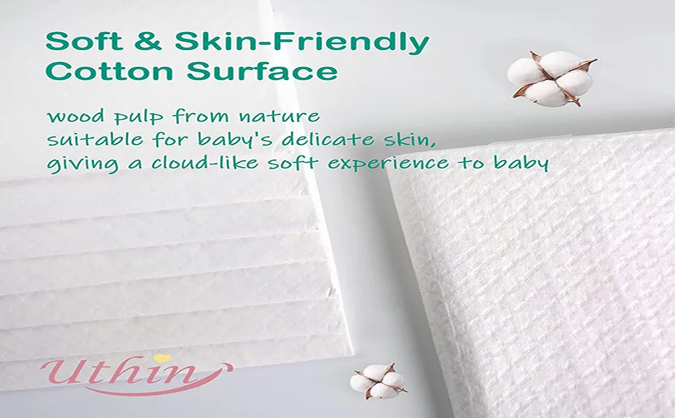 UTHIN Disposable Changing Pads for Baby, 18x 26(50 Count) Super Soft Diaper Changing Table Protector, Waterproof & Absorbent Chux Pad Liners for Home or Travel - 970.600
