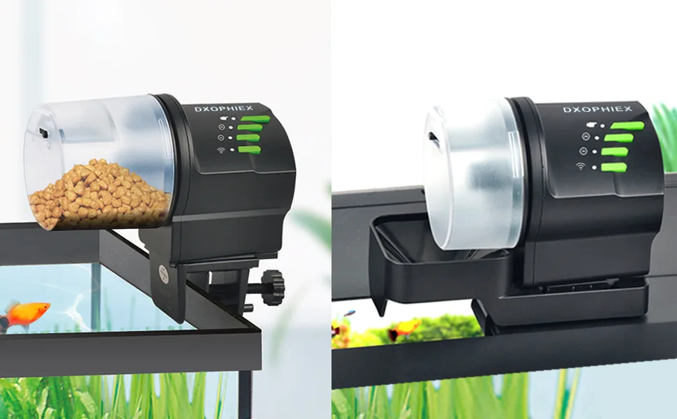 DXOPHIEX WiFi Fish Feeder Automatic Fish Feeder Automatic Dispenser Vacation Fish Feeder for Aquarium and Turtle Tank with Fish Feeding Ring - fish feeder for vacation