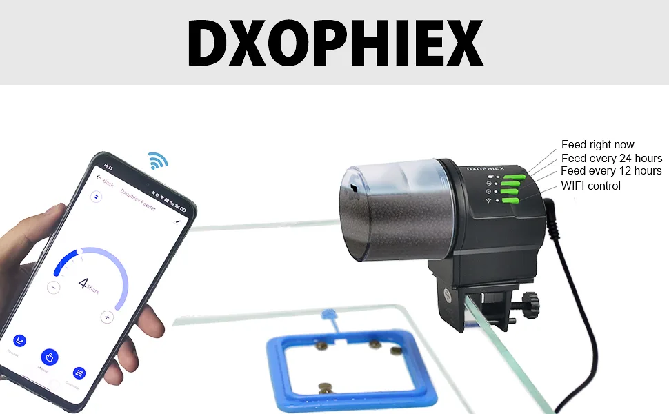 DXOPHIEX WiFi Fish Feeder Automatic Fish Feeder Automatic Dispenser Vacation Fish Feeder for Aquarium and Turtle Tank with Fish Feeding Ring - WIFI FISH FEEDER