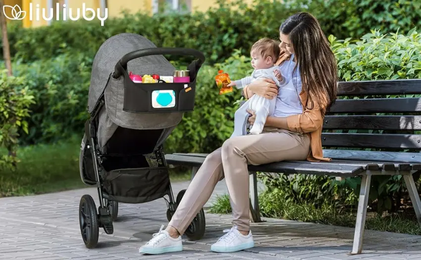 liuliuby Stroller Organizer - Large Storage Space with Cup Holder & Easy Access Wipes Pocket - Customizable Compartments & Universal Fit Stroller Caddy - Parent Console Accessories - product information 13
