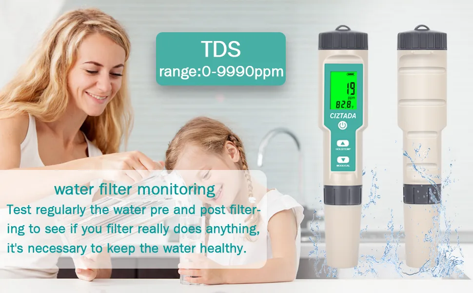 Digital Salinity Tester for Salt Water - Aquarium Salinity Meter with ATC, IP67 Waterproof, 0-200 PPT Large Range Multi-Parameter Tester for Seawater, Fish Tank, Hydroponics green - product information 5