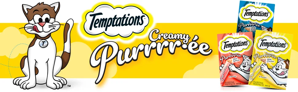 TEMPTATIONS Creamy Puree Lickable Cat Treats, 44 Pouches, Multiple Flavors Chicken - image