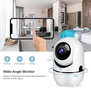 Smart Security Camera 360 for Home Pet Dog Cat Video Surveillance Night Vision Two Way Audio (Black-M1 1080P) (White-M1) - product information 2