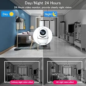 Smart Security Camera 360 for Home Pet Dog Cat Video Surveillance Night Vision Two Way Audio (Black-M1 1080P) (White-M1) - product information 3