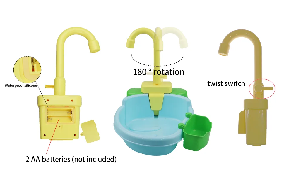 Toysructin Bird Parrot Bathtub, Automatic Bird Bathtub with Faucet Bird Bathroom Accessories Toys for Small Medium Birds Bathing Tub for Bird Parrot Bird Shower Bowl for Parrots Parakeet Canaries OneSize Toys Set - Bird Parrot Bathtub