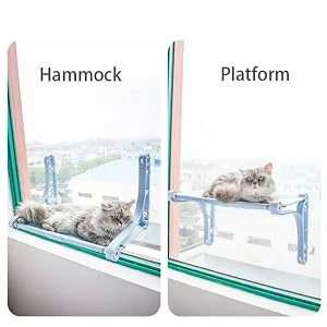 Cat Window Perch - Cat Hammock for Window - Kitty Beds Hold up to 48 lb - Safe and Comfortable for Indoor Pets Blue - cat hammocks for indoor cats