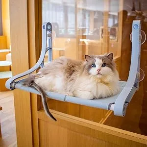 Cat Window Perch - Cat Hammock for Window - Kitty Beds Hold up to 48 lb - Safe and Comfortable for Indoor Pets Blue - cat hammocks for indoor cats window