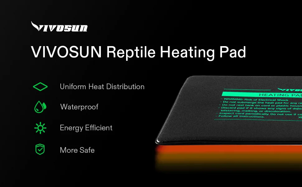 VIVOSUN Reptile Heating Pad 1-Pack 6X8 Inch with Thermostat - Reptile Heating Pad