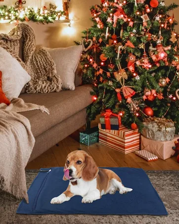Pet Heating Pad, Electric Heating Pad for Dogs and Cats Indoor Warming Mat with Auto Power Off M:18" x 18" - pet heating pad blue