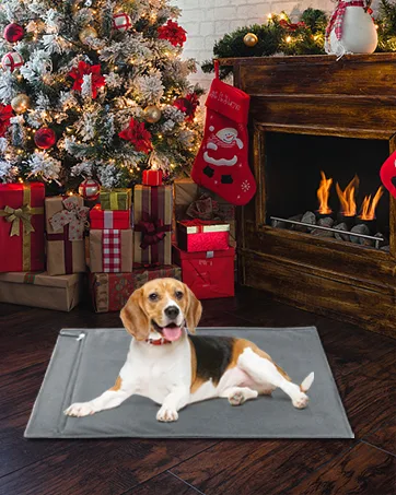 RIOGOO Pet Heating Pad, Upgraded Electric Dog Cat Heating Pad Indoor Waterproof, Auto Power Off M: 18"x 18" - pet heating pad grey