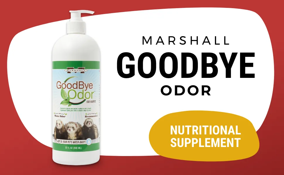 Marshall Pet Products Goodbye Odor Natural Deodorizing Water Supplement, for Ferrets and Small Animals 32-Ounce - Goodbye Odor