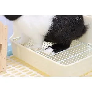 RUBYHOME Potty Trainer Corner Litter Box Pet Pan Bedding Small Animal, Rabbit Hamster Guinea Pig Ferret Gerbil Chinchilla - Metal baffle