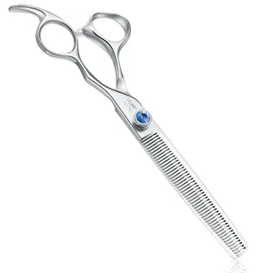 JASON Dog Grooming Thinning Blending Scissor, Ergonomic Pet Grooming Thinner Blender Shears Cat Trimming Texturizing Kit with Offset Handle and a Jewelled Screw Blender 7.0" - product information 5