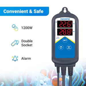 Inkbird Heating Thermostat Aquarium Reptile Submersible Probe Sensor ITC306T Relay Digital Greenhouse Temperature Controller Dual Stage Timer Switch Only Heat Plug Outlet No Cooling - product information 15