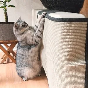 Navaris Cat Scratch Mat Sofa Protector - Natural Sisal Furniture Protector Scratching Pad for Cats - Scratch Carpet for Couch, Sofa, Chair Dark Grey Left - cat scratcher sofa protector